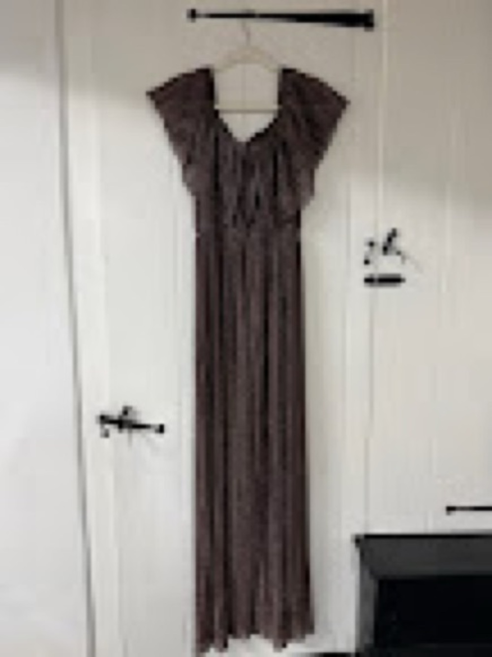Dress the Population Brown Sparkle Maxi Dress with Flutter Sleeves